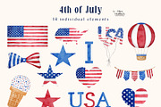 4th of July. USA patriotic set, a Decorative Illustration by Olya Haifisch (Thumbnail 3 of 5)