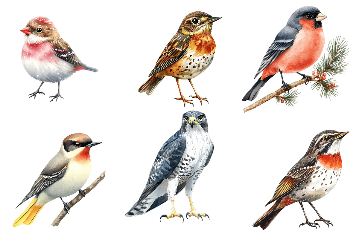 Scandinavian Birds Clipart, an Illustration by Watercolor design (Photo 4 of 5)