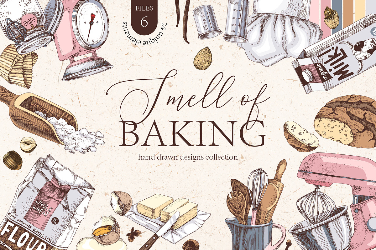 Smell of baking hand drawn set, a Food Illustration by handsketched (Photo 1 of 9)