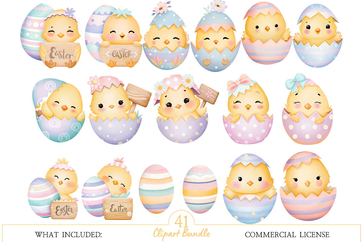 Easter Chick Watercolor Clipart Set, a Product Mockup by MockupWizard (Photo 2 of 5)