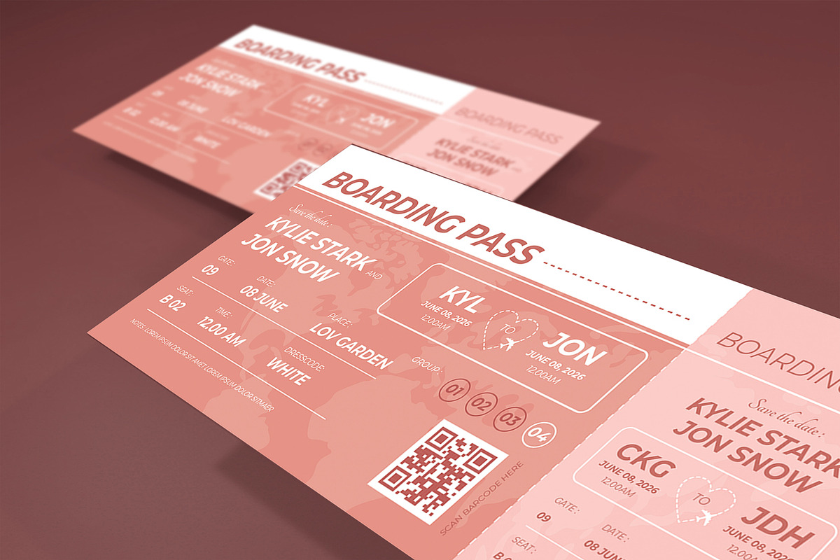 Boarding Pass Wedding Invitation, a Card Template by Aarley Kaiven (Photo 4 of 5)