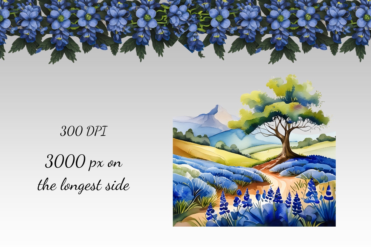 Blue Bonnet Flower Clipart Bundle, a Decorative Illustration by Dream Floral Clipart (Photo 6 of 9)