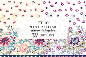 Ethnic Border Floral Pattern, a Pattern Graphic by StudioGlouna