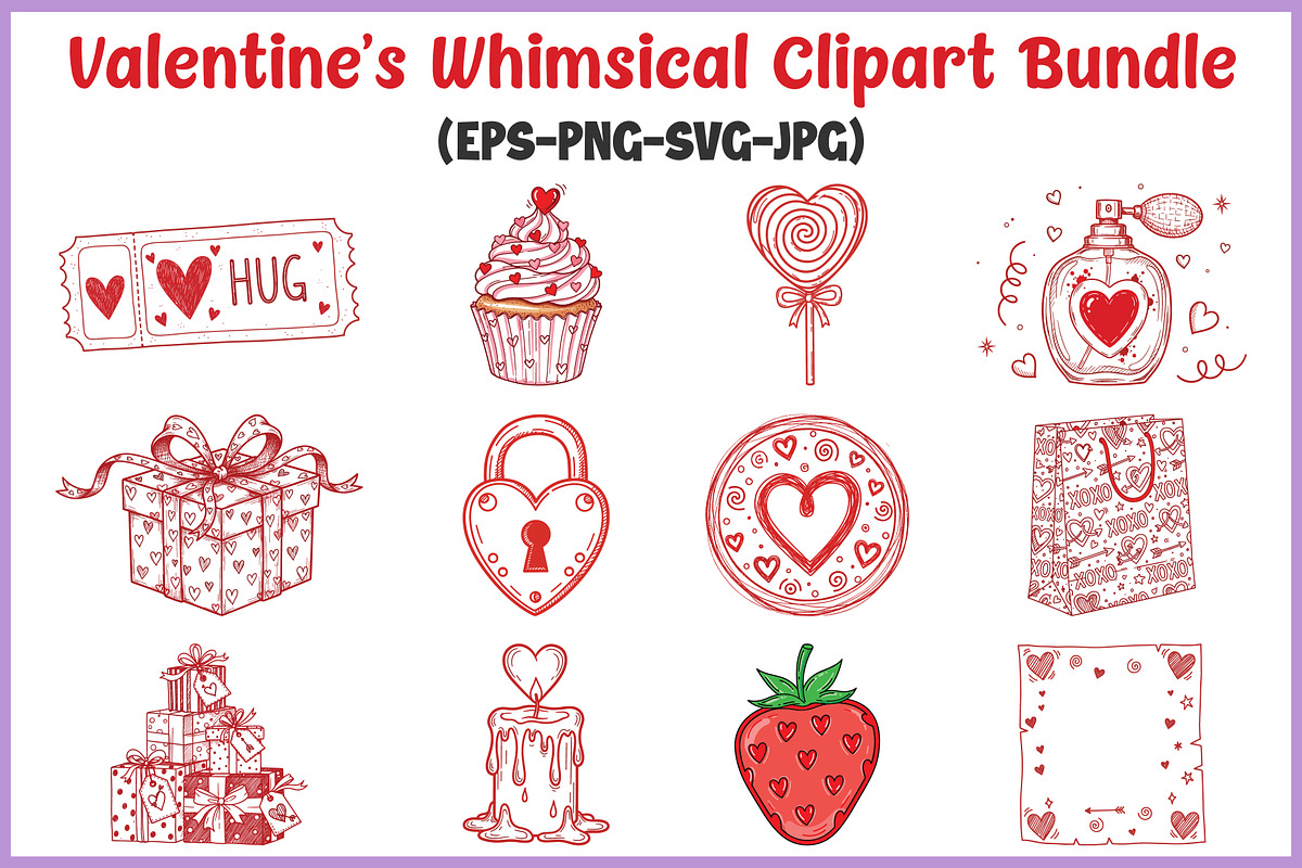 Valentines Doodle Clipart SVG Bundle, a Seasonal Illustration by Gfx Expert Team (Photo 1 of 15)