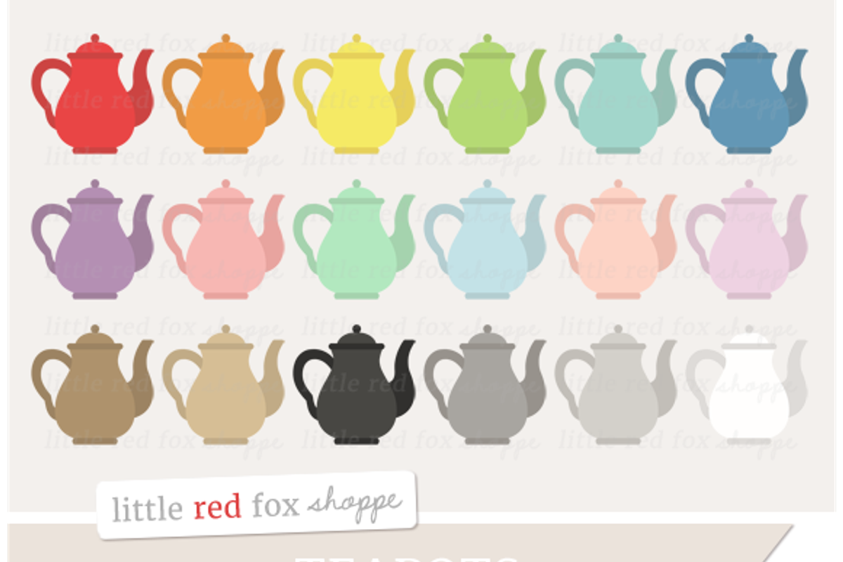 Teapot Clipart, a Food Illustration by Little Red Fox Shoppe