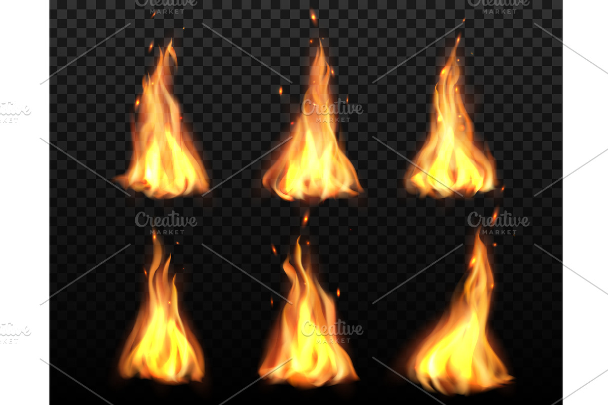 Realistic bonfire or campfire flame, an Illustration by Vector Tradition