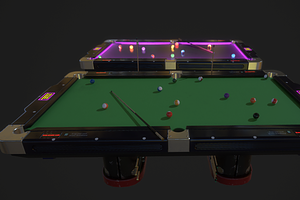 Pool Table With Neon Balls