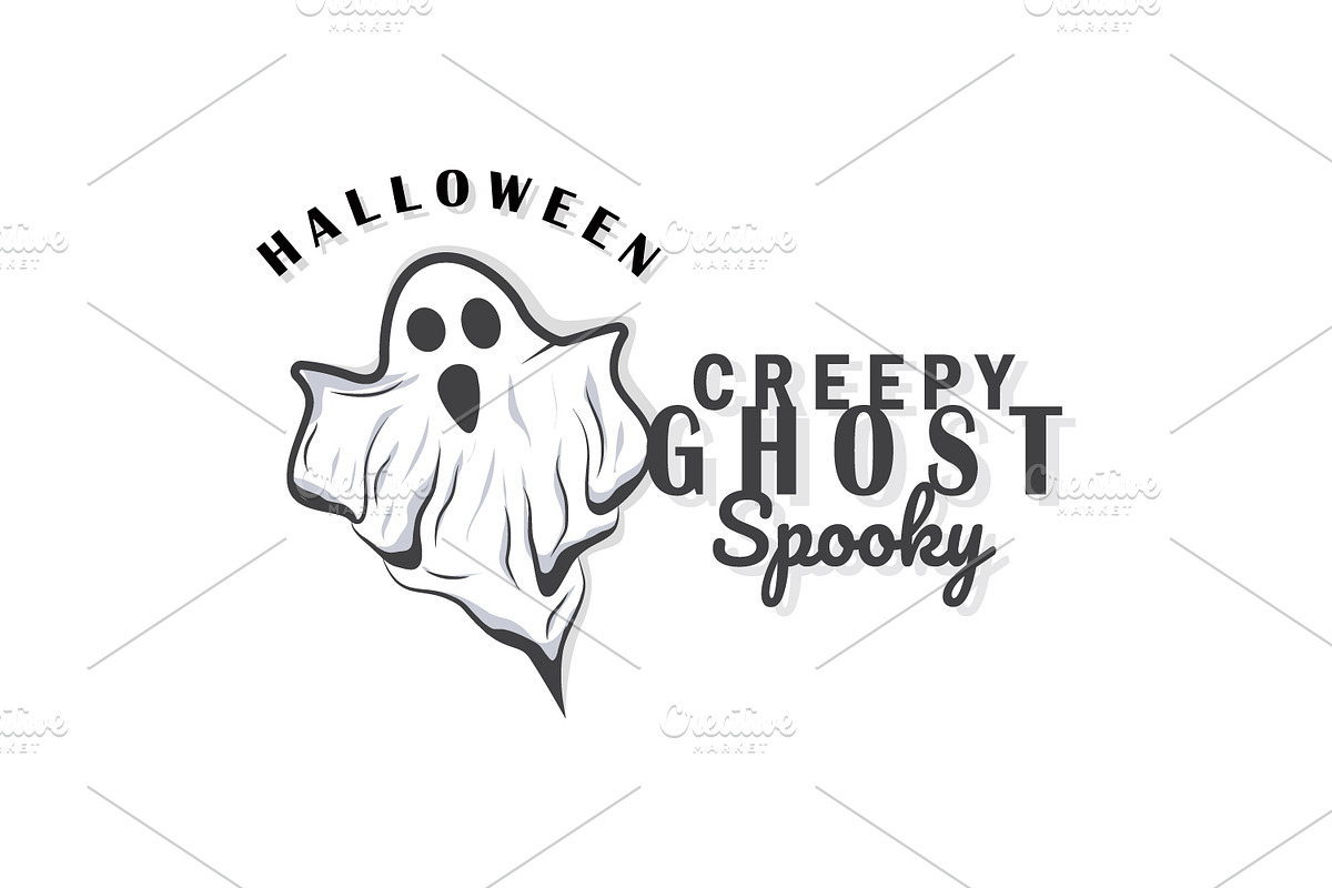 Spooky Ghost Logo Simple Halloween, a Branding & Logo Template by Maylianaw28