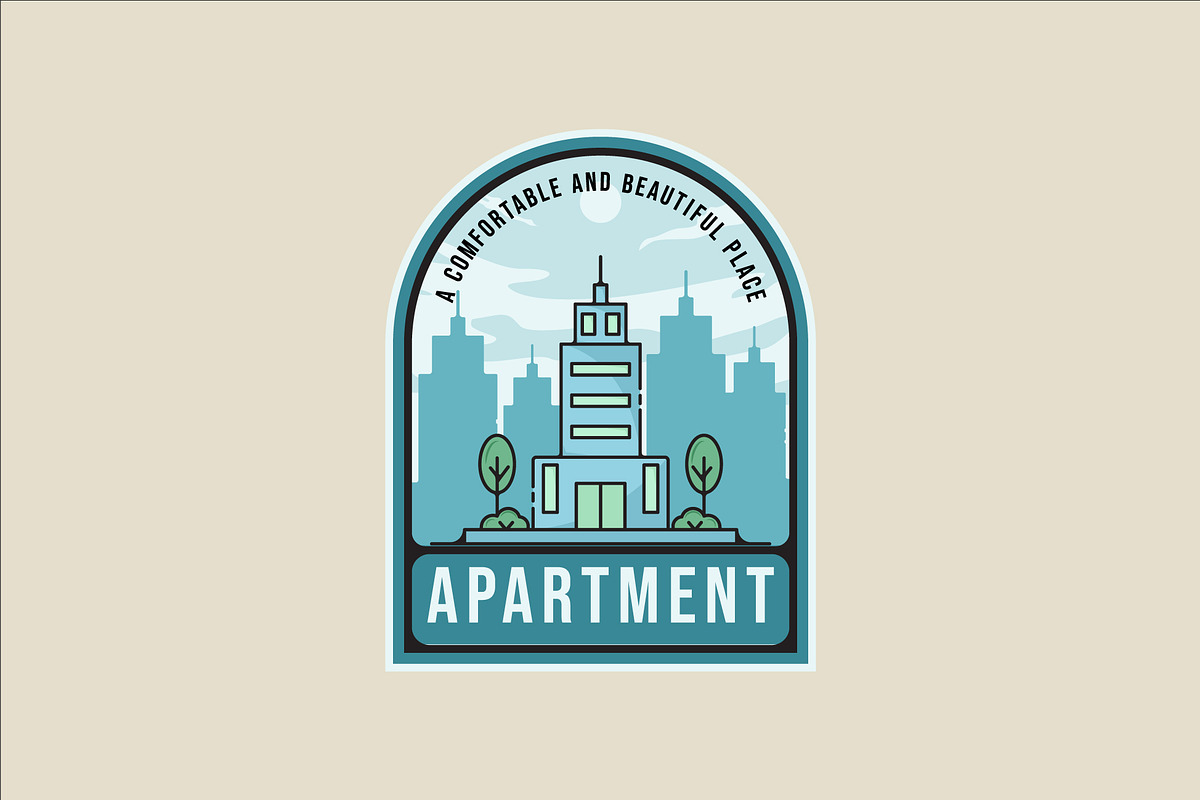 apartment building emblem logo line, a Branding & Logo Template by zyxroun shop