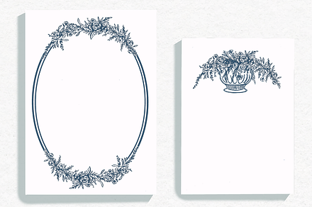 Blue Floral Frame Wedding Clipart
