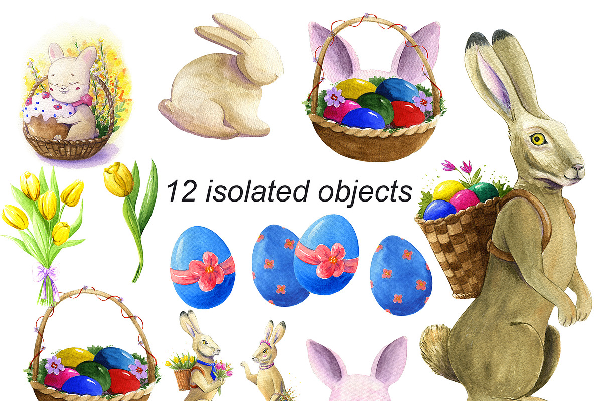 Watercolor Easter Collection, a Seasonal Illustration by Irina (Photo 3 of 8)
