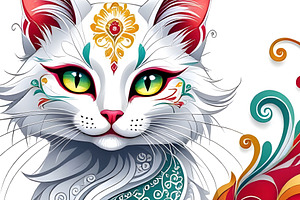 White Exotic Cat, an Animal Illustration by Sharon Schwalbe