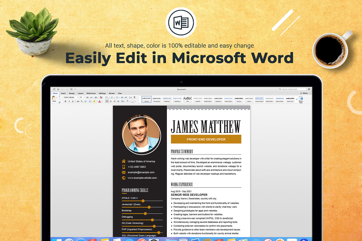 Front-End Developer CV Template Word, a Resume Template by ResumeInventor (Photo 5 of 8)