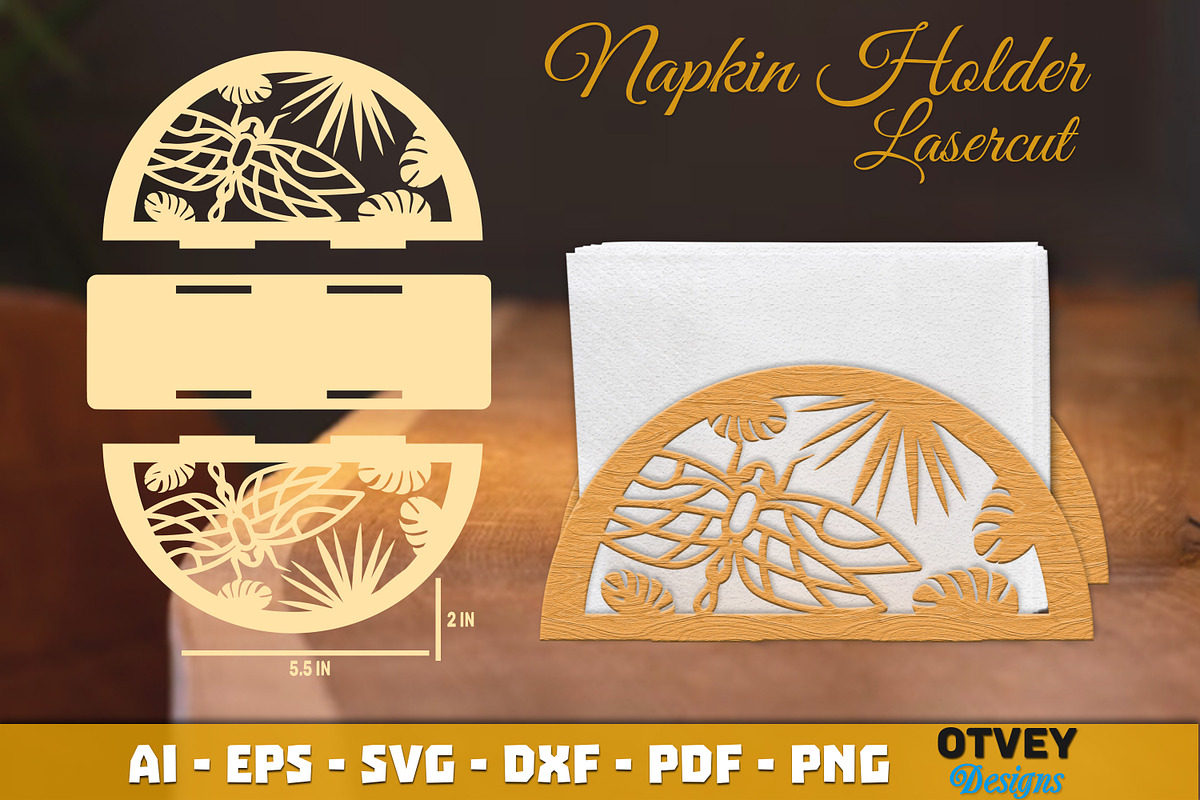 Dragonfly Napkin Holder Lasercut, an Object Graphic by OTVEY DESIGN (Photo 9 of 13)