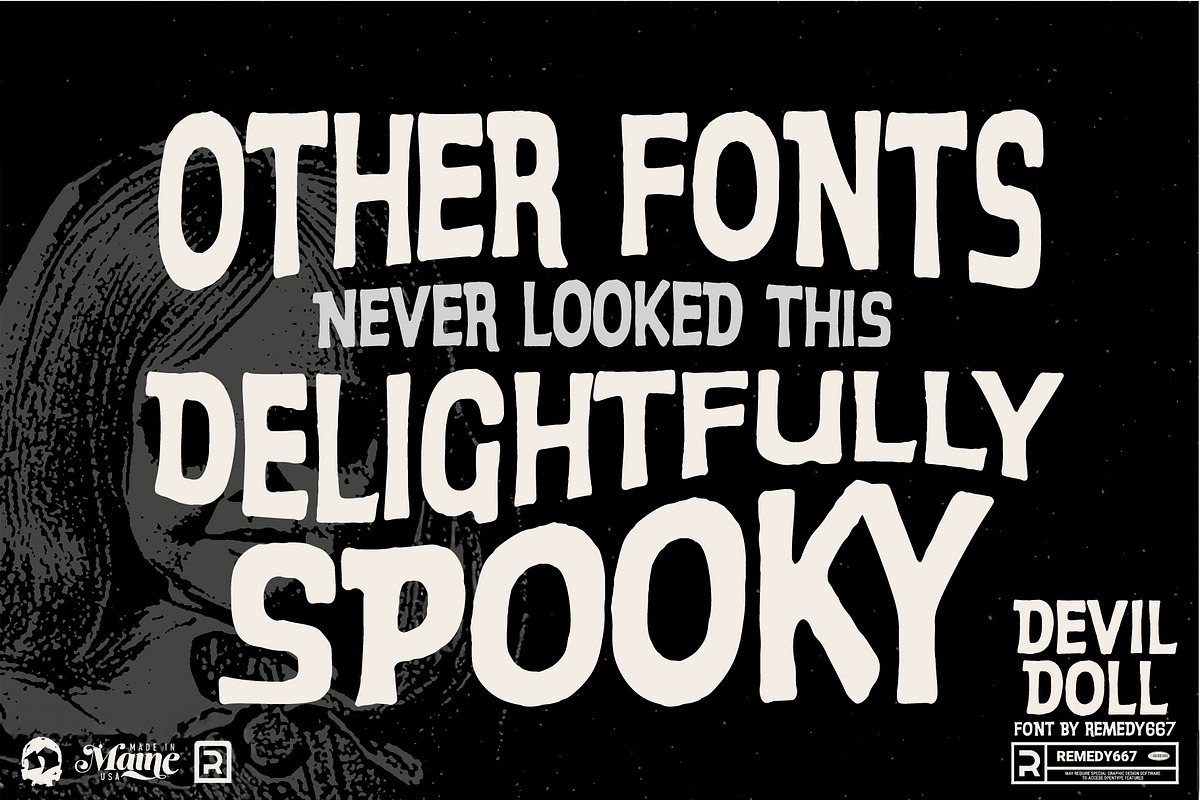 Devil Doll - Psychedelic Horror Font, a Sans Serif Font by Remedy667 (Photo 6 of 7)