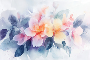 Delicate watercolor floral bouquet, a Photo by Pavel_design