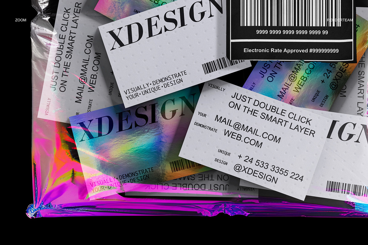 Holographic Brand Identity Mockups, a Packaging Mockup by Renderteam (Photo 4 of 14)