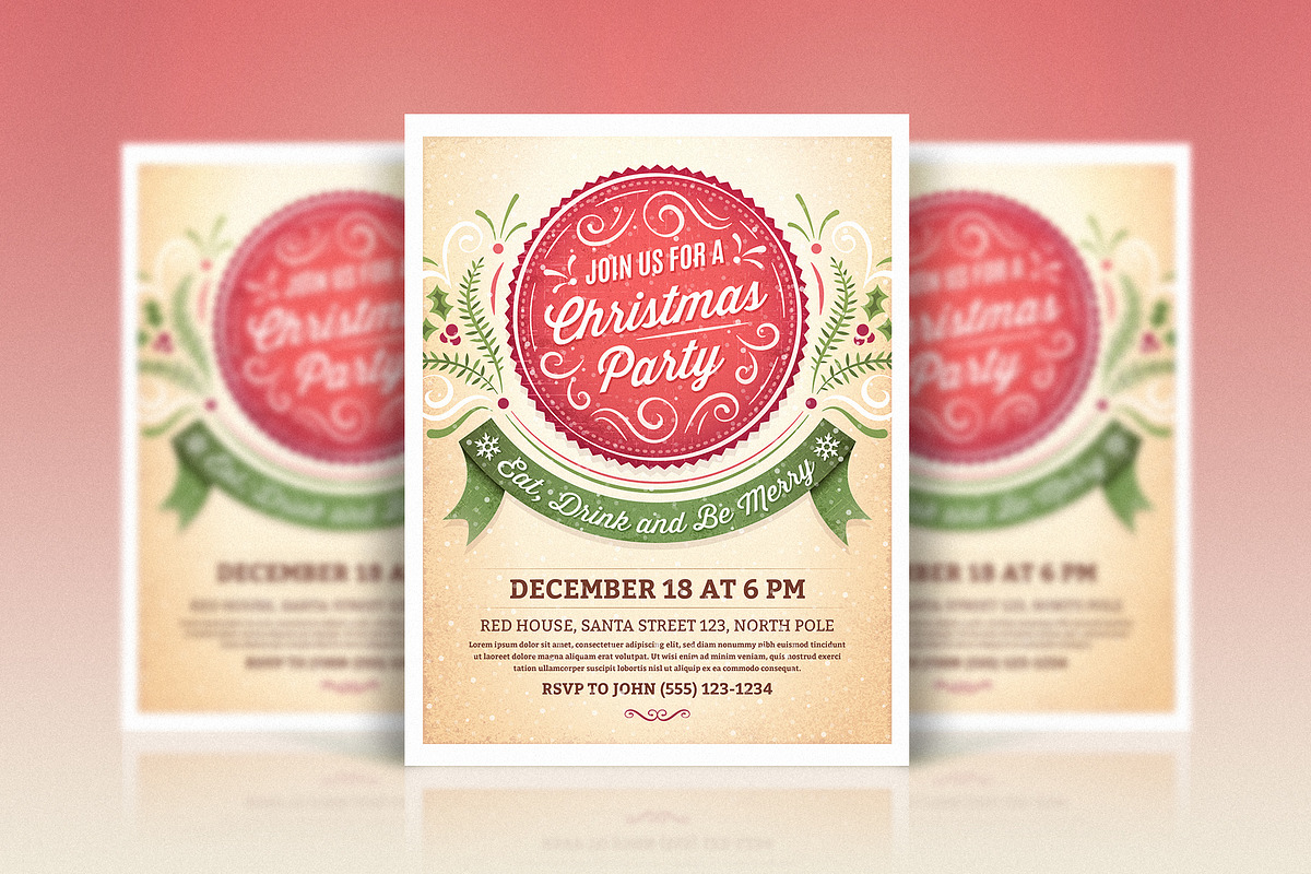 Christmas Party Invitation, an Invitation Template by Mera Pixels (Photo 2 of 3)