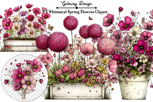 Whimsical Spring Flowres Clipart,Spr, an Illustration by GatewayDesign