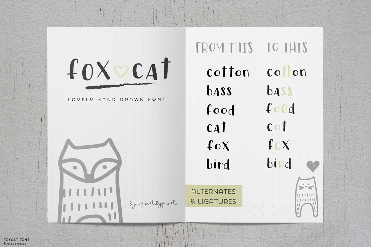 Fox Cat Hand Drawn Font preview 3