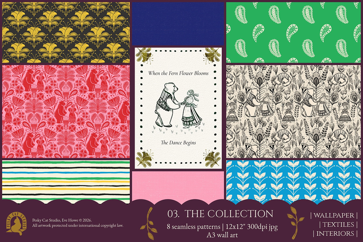 Slavic Folk Art Wallpaper & Textiles, a Pattern Graphic by Pesky Cat Studio (Photo 4 of 8)