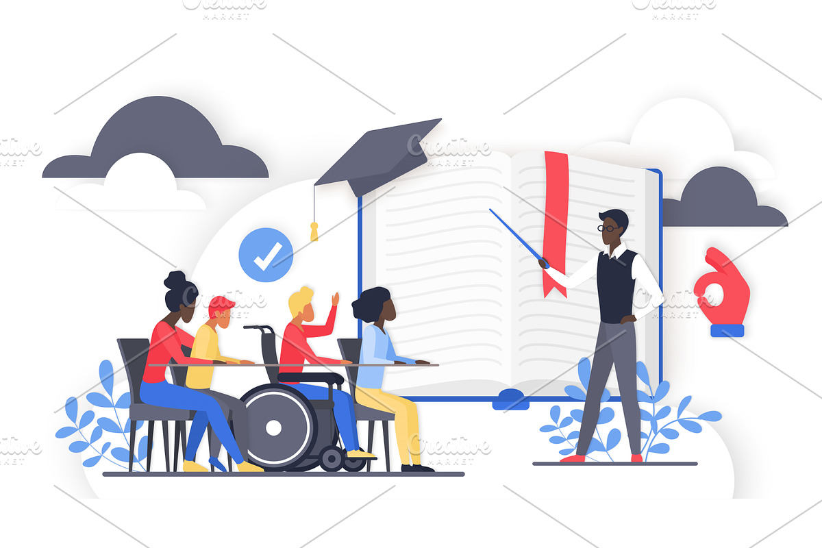 Inclusive education classroom, an Education Illustration by Lemberg Vector
