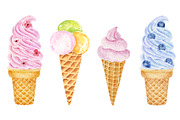 Ice cream watercolor collection, a Food Illustration by Nataliia Pyzhova (Thumbnail 3 of 8)