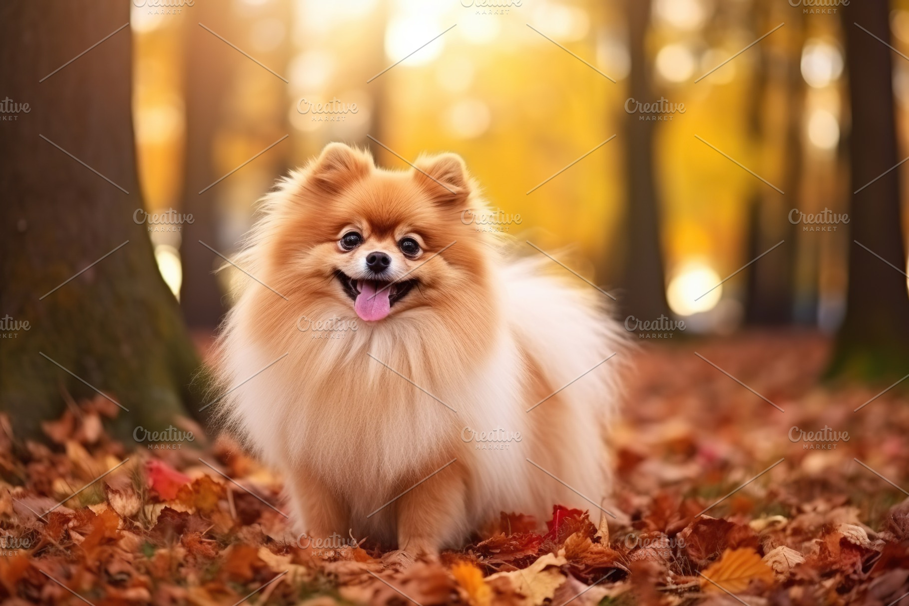 Pomeranian spitz in autumn park, an Animal Photo by AlyaAnd