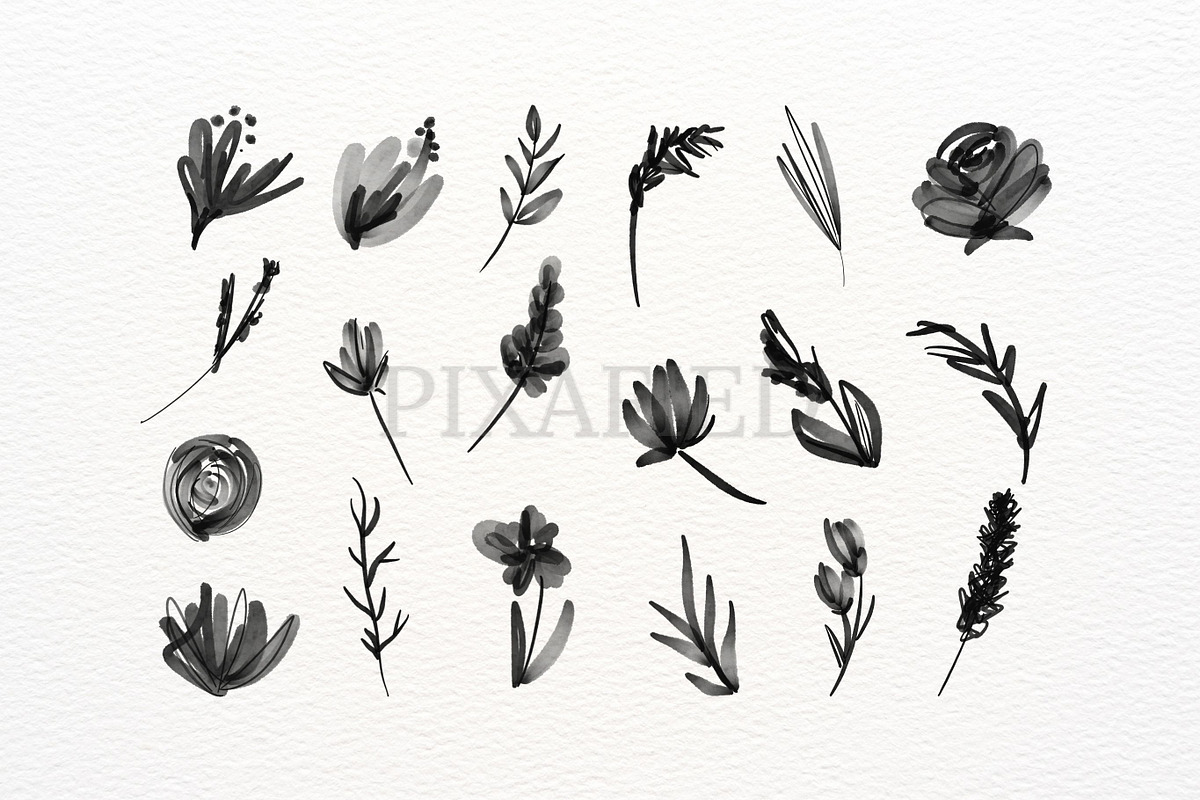 Black Inky Watercolour Flower, an Illustration by Pixafied (Photo 2 of 3)