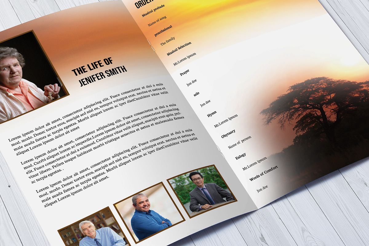 Sunset Funeral Program Template, a Brochure Template by Template Shop ...