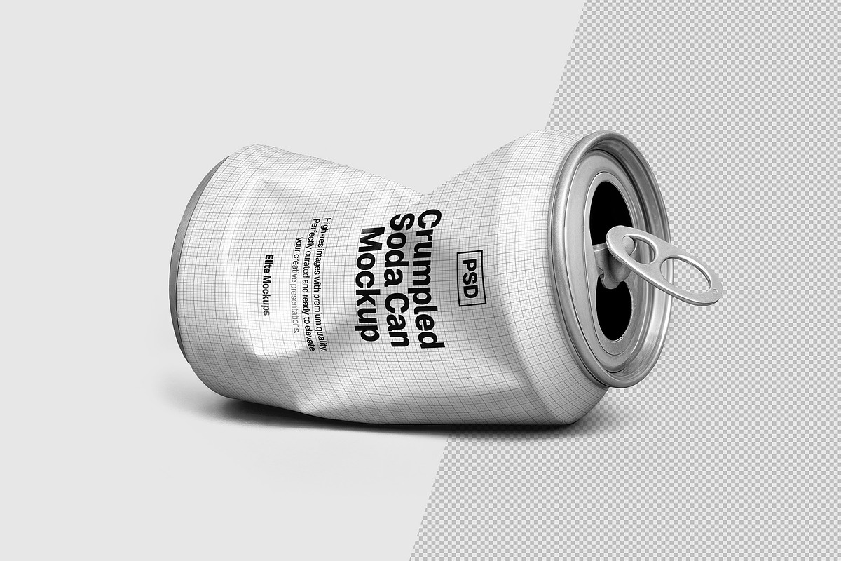 Crumpled Soda Can Mockup – PSD Templ, a Cups & Container Mockup by Elite Mockups