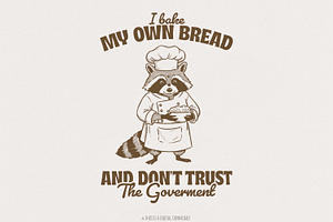 Bake My Own Bread Raccoon PNG, an Illustration by SharpMarketplace