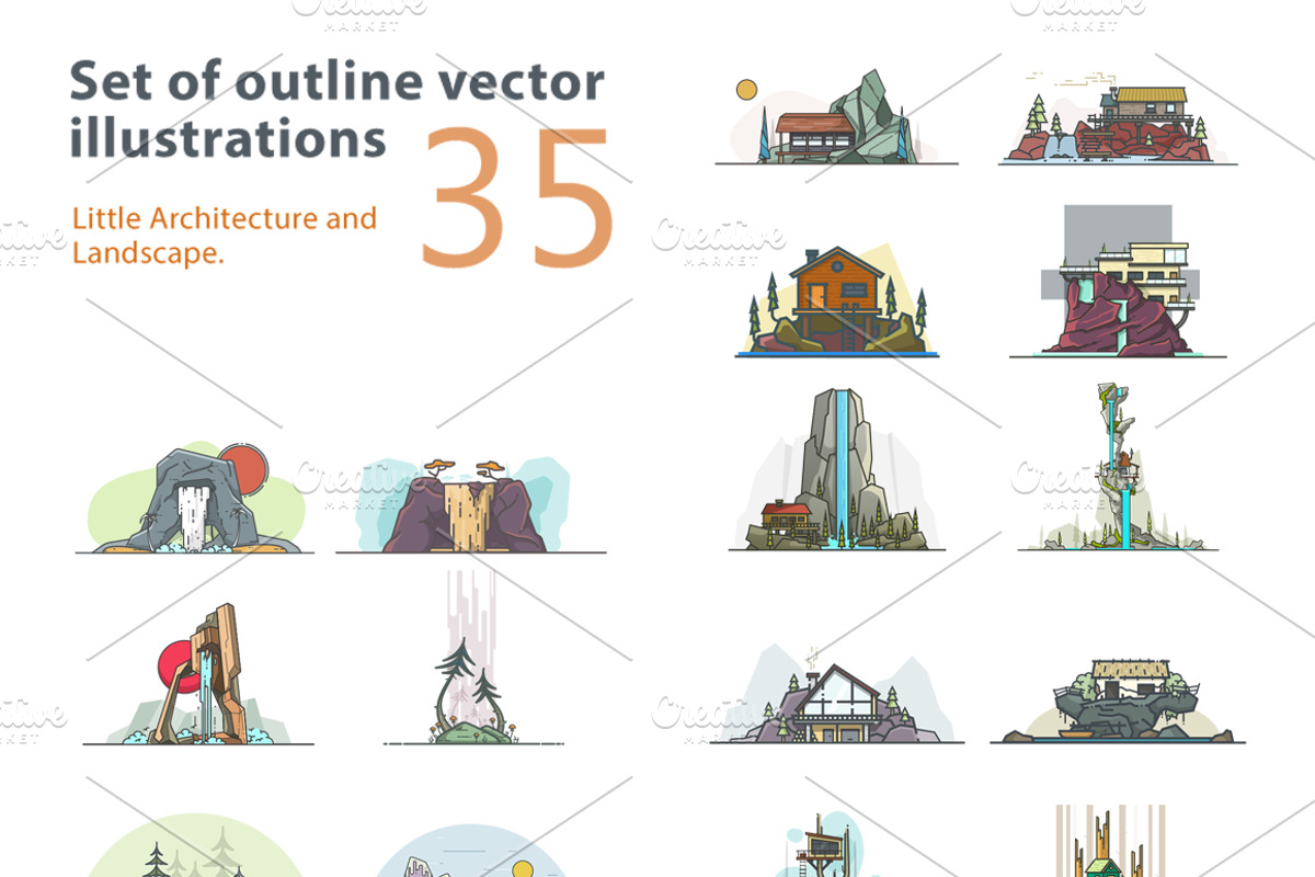 Outline vector illustrations, an Illustration by I-RO (Photo 1 of 4)