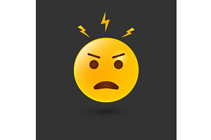 Angry Emoji Icon. Negative Thinking, an Object Illustration by Vector Creator