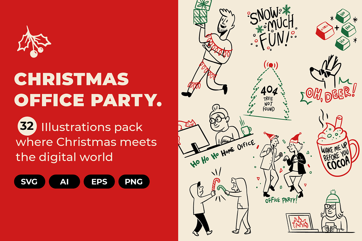 Christmas office party illustrations, an Illustration by Tanukis (Photo 1 of 9)