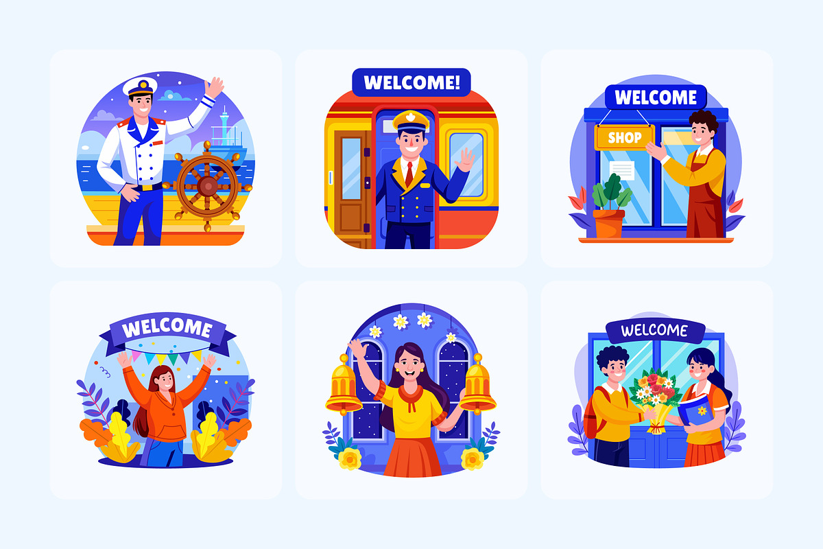 Welcome Illustration Art Set, a Person Illustration by Vectors Market (Photo 6 of 9)