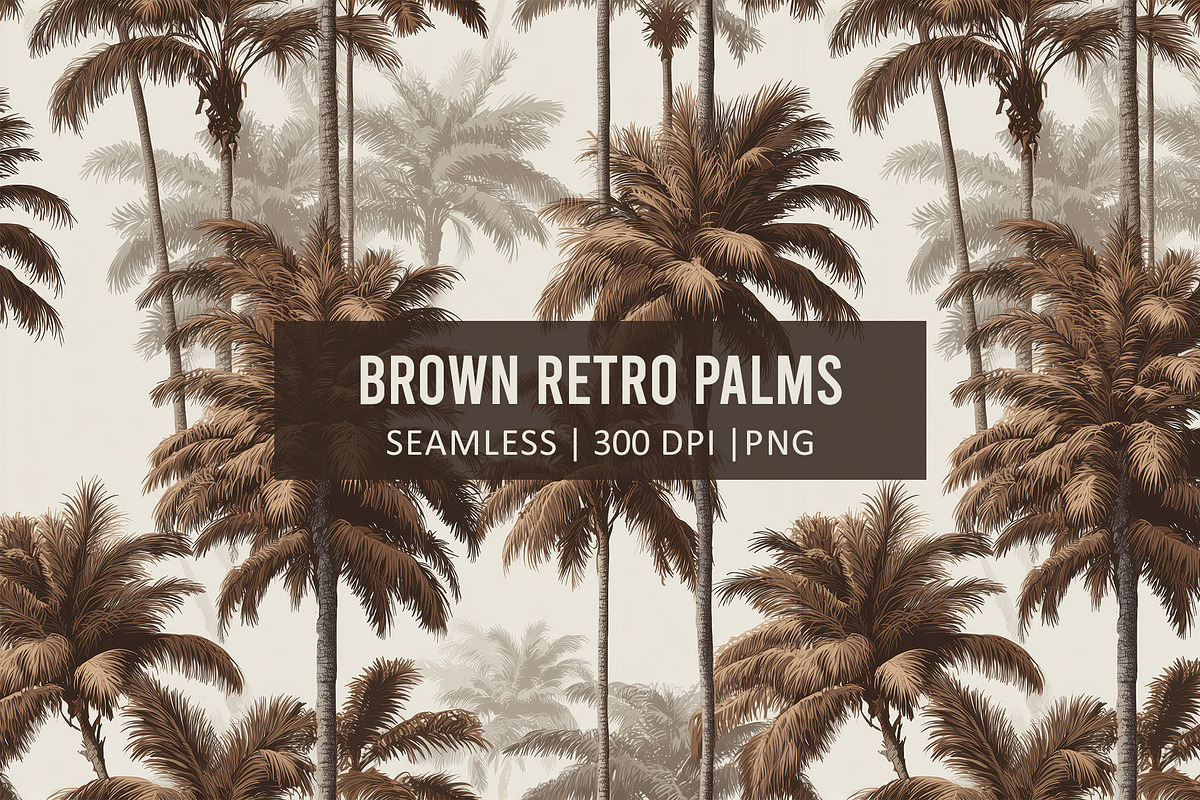 BROWN RETRO PALMS Seamless Pattern, a Pattern Graphic by AYAKA Studio Co. (Photo 1 of 11)