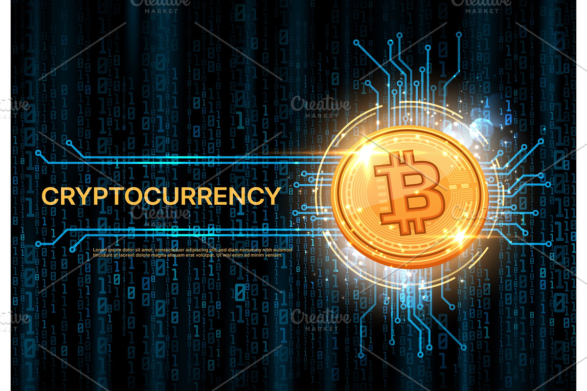 Bitcoin crypto currency banner, a Finance Illustration by Vector Tradition (Photo 3 of 3)