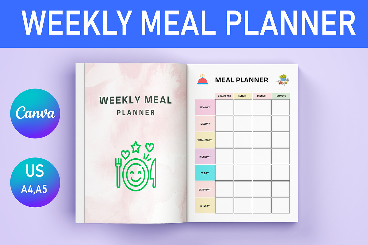 Weekly Meal Planner Canva, a Stationery Template by Designmela01 (Photo 1 of 3)