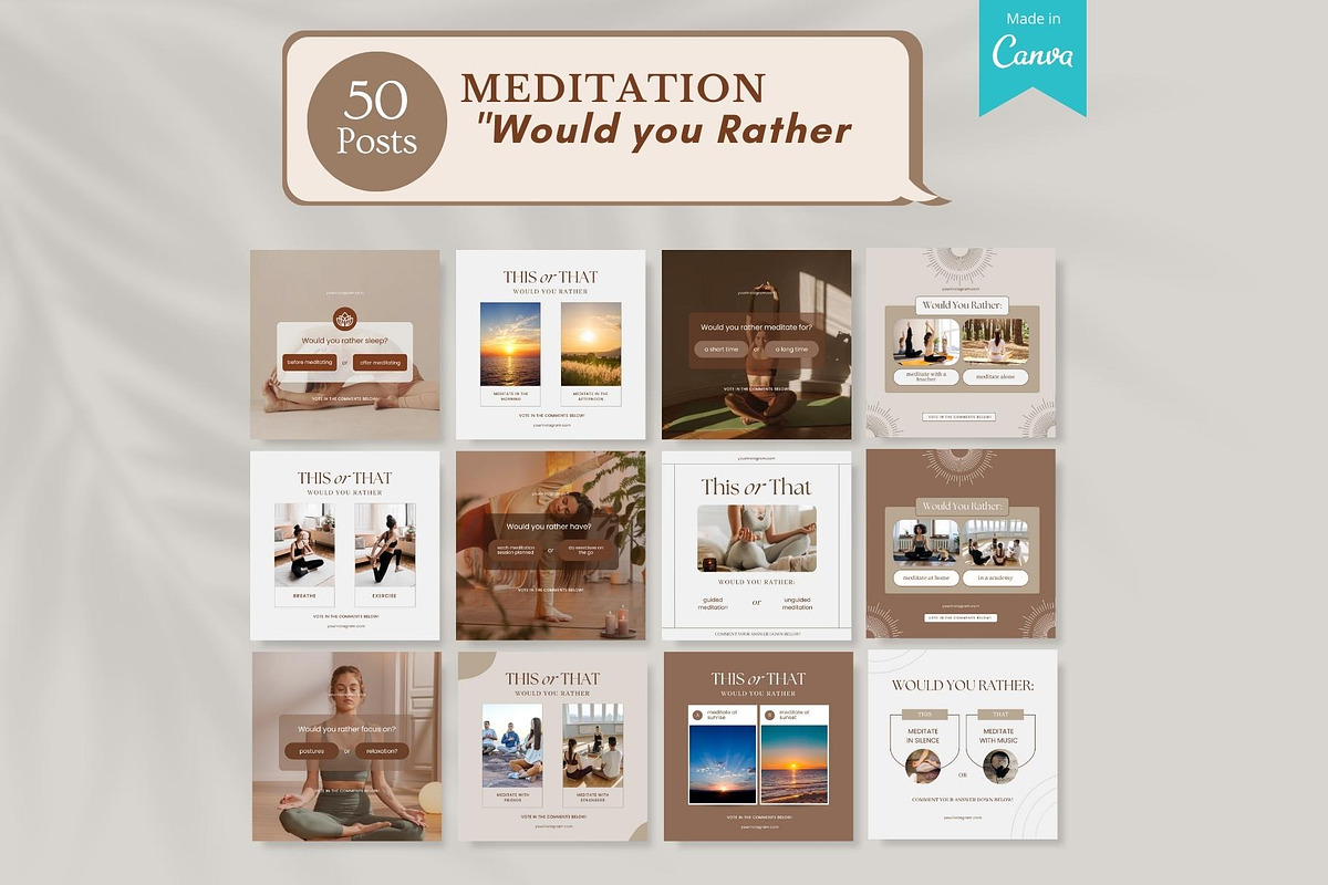 Meditation Canva Templates, a Social Media Template by Viral Content Design (Photo 5 of 15)