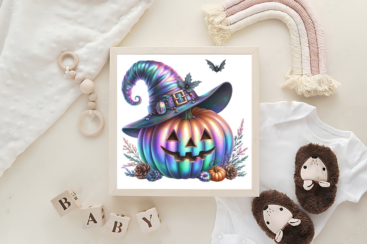 Halloween Pumpkin Iridescent Clipart, an Illustration by CraftArtStudio (Photo 6 of 6)