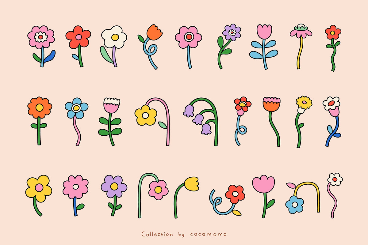 Bloom! - Retro Floral Collection, a Background Graphic by cocomomo (Photo 3 of 11)