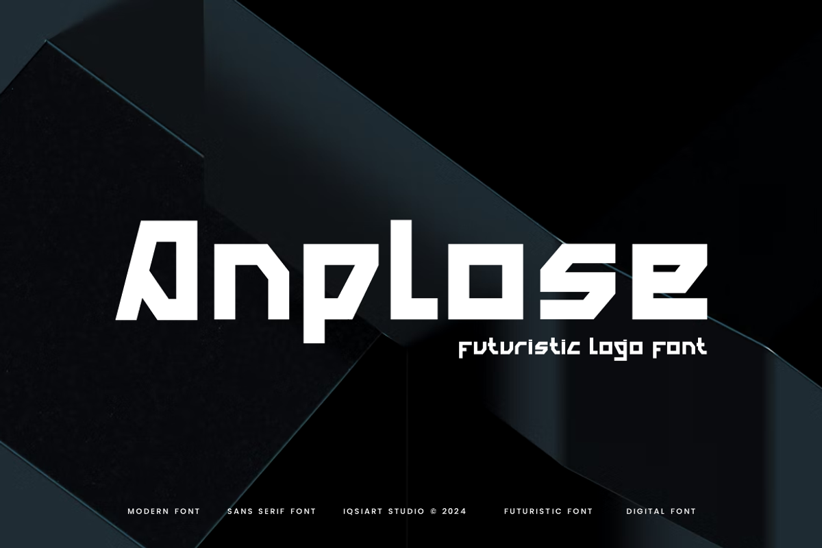 Anplose - Futuristic Font, a Sans Serif Font by Iqsiart Studio (Photo 1 of 6)