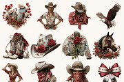 Watercolor Red Rose Western Clipart, a Person Illustration by BusyDaydesign (Thumbnail 5 of 9)