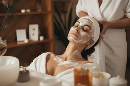woman relaxing at a luxurious spa, a Beauty & Fashion Photo by Virgo Studio