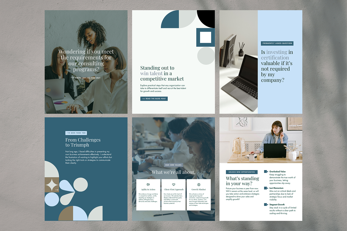 Blue Business Instagram Templates, a Social Media Template by CanvaTemplateClubCo (Photo 3 of 9)
