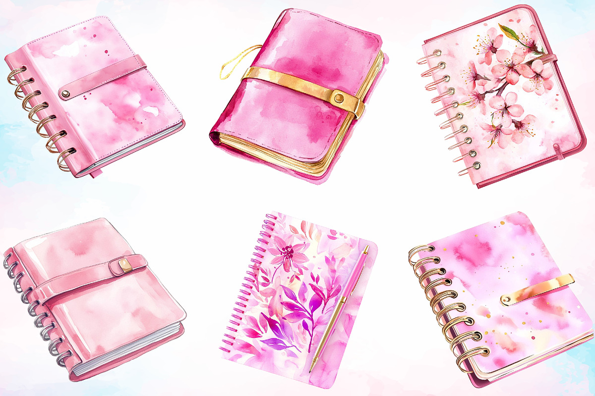 Watercolor Pretty Pink Planner PNG, an Illustration by Canvas Craft (Photo 4 of 4)