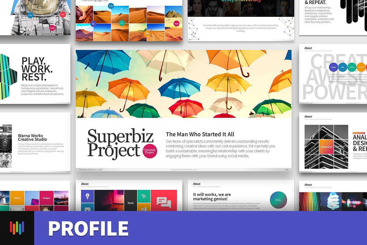 Company Profile PowerPoint Templates, a Presentation Template by Warna Works (Photo 1 of 36)