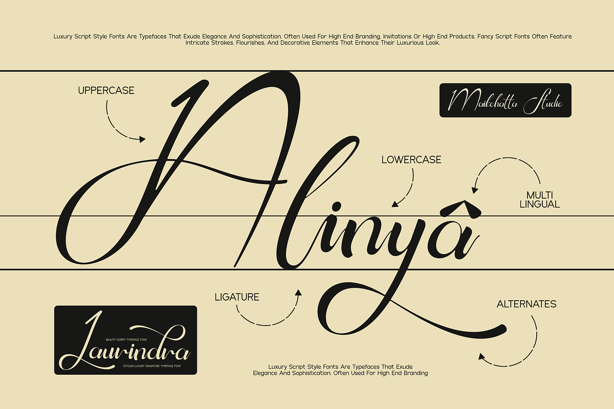Laurindra - Luxury Script Font, a Script Font by MaikoHatta (Photo 5 of 7)