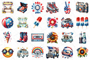 Watercolor Retro 4th of July Clipart, an Illustration by DreamPrint404 (Thumbnail 3 of 3)